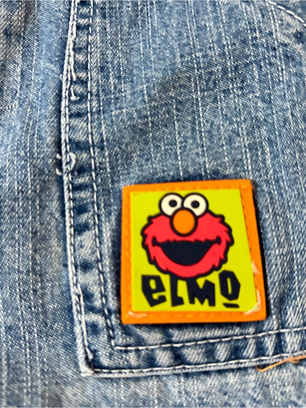 Vintage Elmo Kids Denim Shorts with Patch - Size 24m - Picture 2 of 6